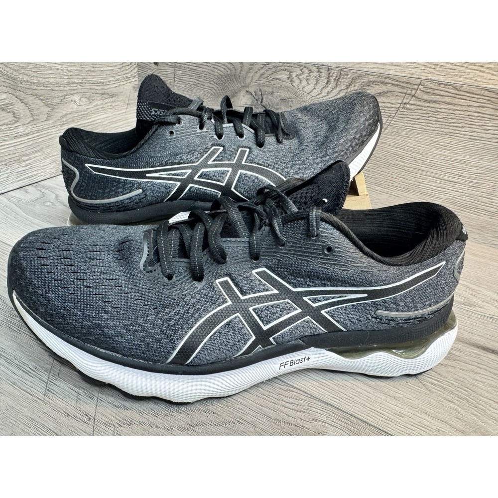 ASICS Gel Nimbus 24 Shoes Mens 9 Gray Black Road Running Cushioned Sneakers